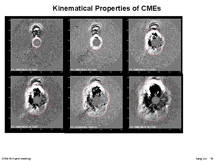 Kinematical Properties of CMEs CISM All-hand meeting Yang Liu 16 