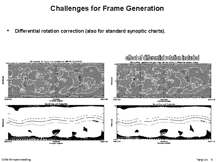 Challenges for Frame Generation • Differential rotation correction (also for standard synoptic charts). CISM