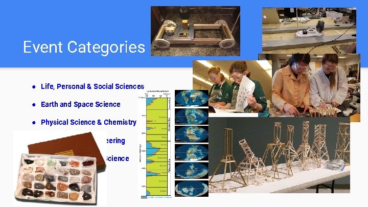 Event Categories ● Life, Personal & Social Sciences ● Earth and Space Science ●