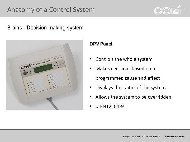 Anatomy of a Control System Brains - Decision making system OPV Panel • Controls