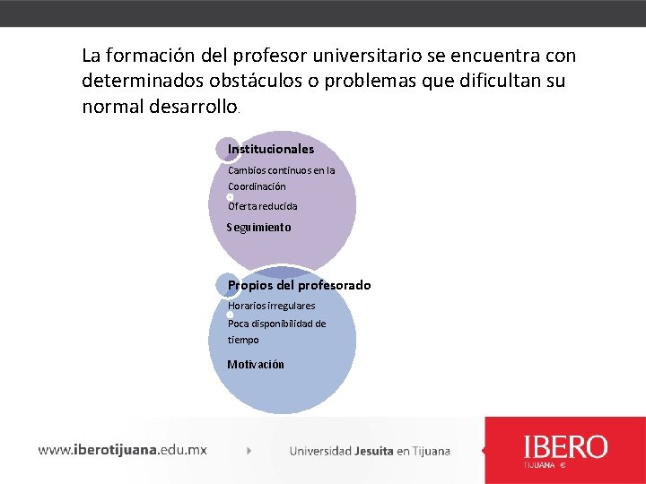 La formación del profesor universitario se encuentra con determinados obstáculos o problemas que dificultan