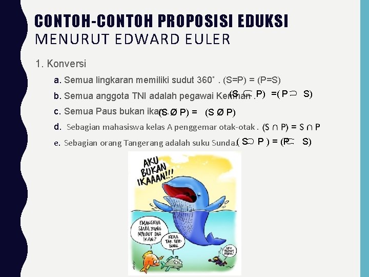 CONTOH-CONTOH PROPOSISI EDUKSI MENURUT EDWARD EULER 1. Konversi a. Semua lingkaran memiliki sudut 360˚.