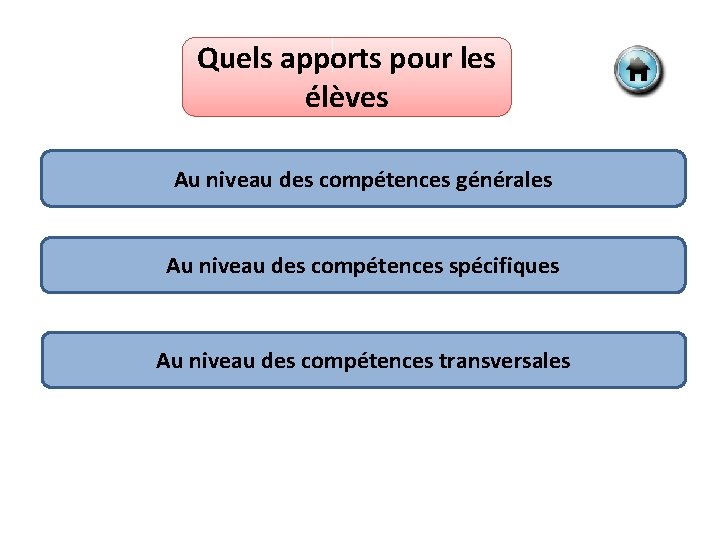 Quels apports pour les élèves Au niveau des compétences générales Au niveau des compétences Quels apports pour les élèves Au niveau des compétences générales Au niveau des compétences