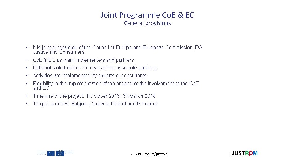 Joint Programme Co. E & EC General provisions • It is joint programme of Joint Programme Co. E & EC General provisions • It is joint programme of