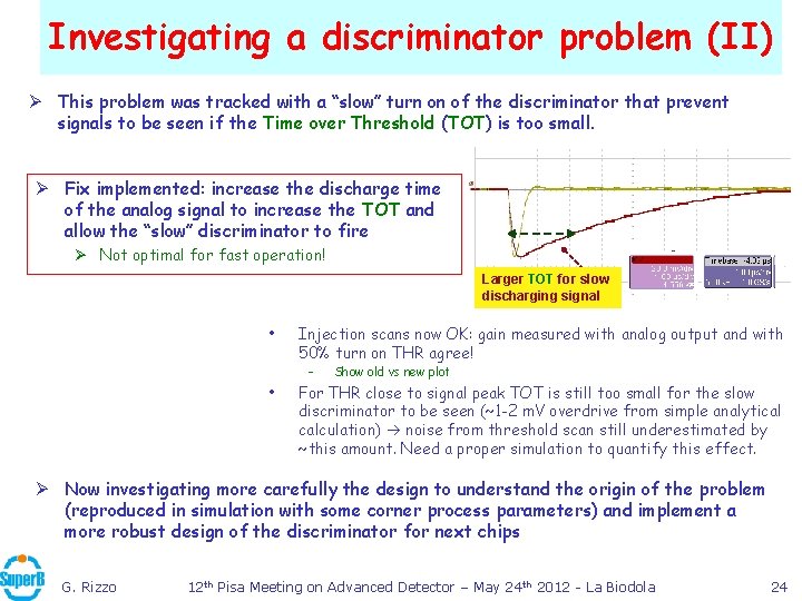 Investigating a discriminator problem (II) Ø This problem was tracked with a “slow” turn