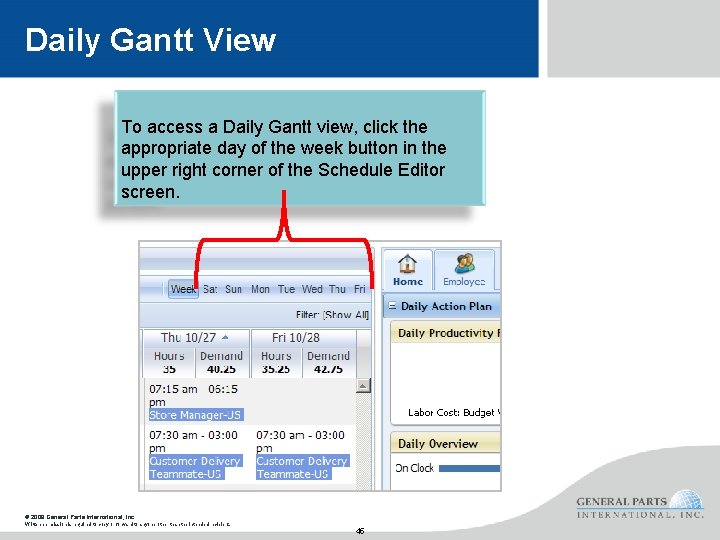 Daily Gantt View To access a Daily Gantt view, click the appropriate day of