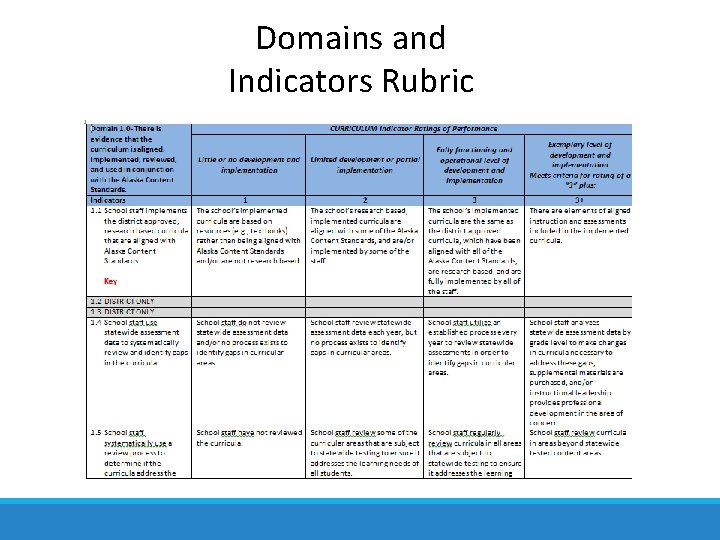 Domains and Indicators Rubric 