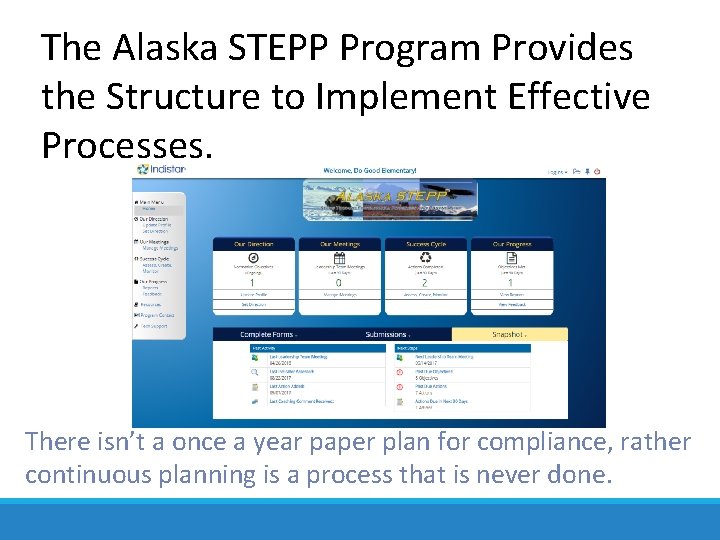 The Alaska STEPP Program Provides the Structure to Implement Effective Processes. There isn’t a