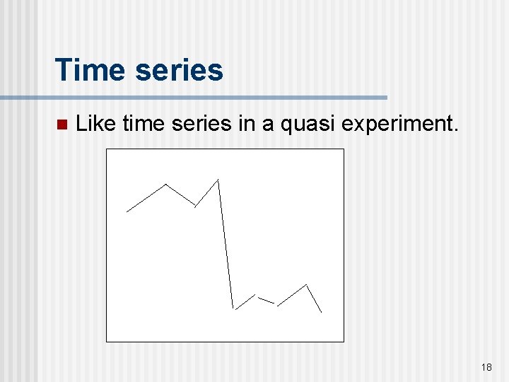 Time series n Like time series in a quasi experiment. 18 