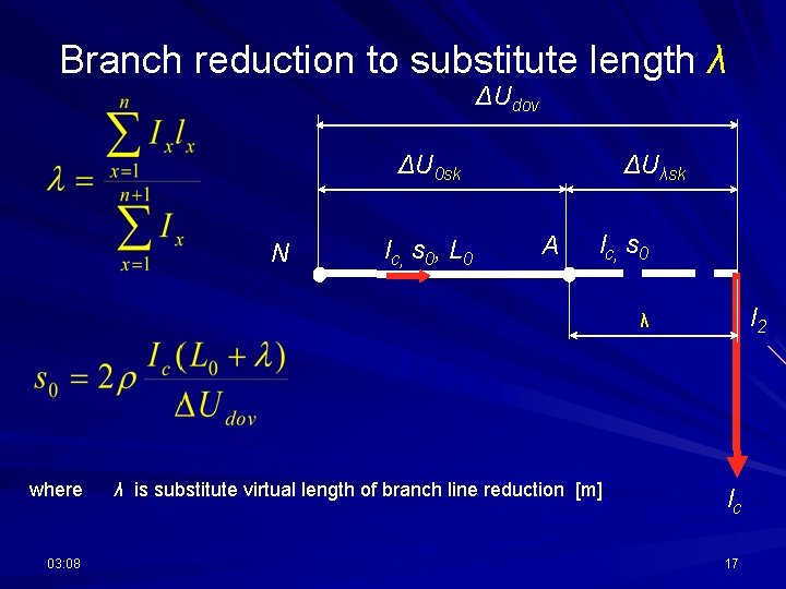 Branch reduction to substitute length λ ΔUdov ΔU 0 sk N lc, s 0,