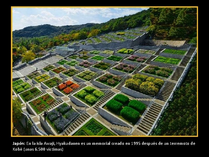 Japón: En la isla Awaji, Hyakudanen es un memorial creado en 1995 después de Japón: En la isla Awaji, Hyakudanen es un memorial creado en 1995 después de