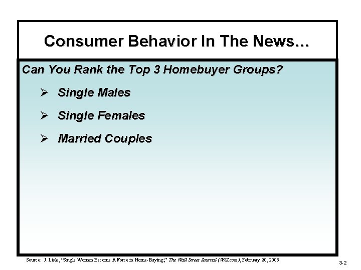 Consumer Behavior In The News… Can You Rank the Top 3 Homebuyer Groups? Ø