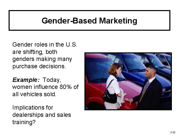 Gender-Based Marketing Gender roles in the U. S. are shifting, both genders making many