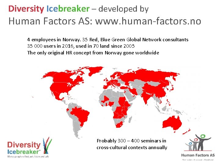 Diversity Icebreaker – developed by Human Factors AS: www. human-factors. no 4 employees in