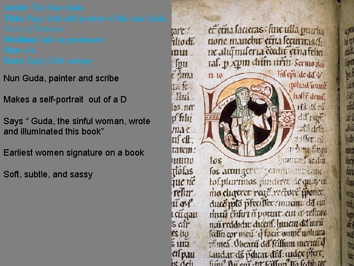Artist: The Nun Guda Title: Page with self-portrait of the nun Guda, Book of