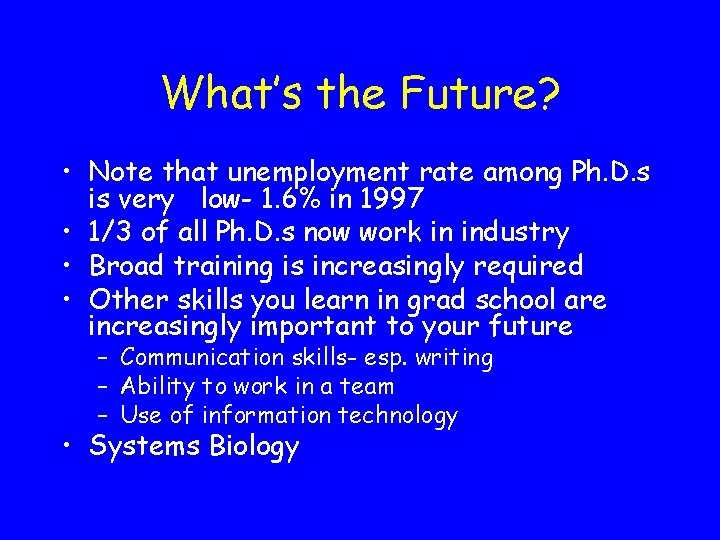 What’s the Future? • Note that unemployment rate among Ph. D. s is very