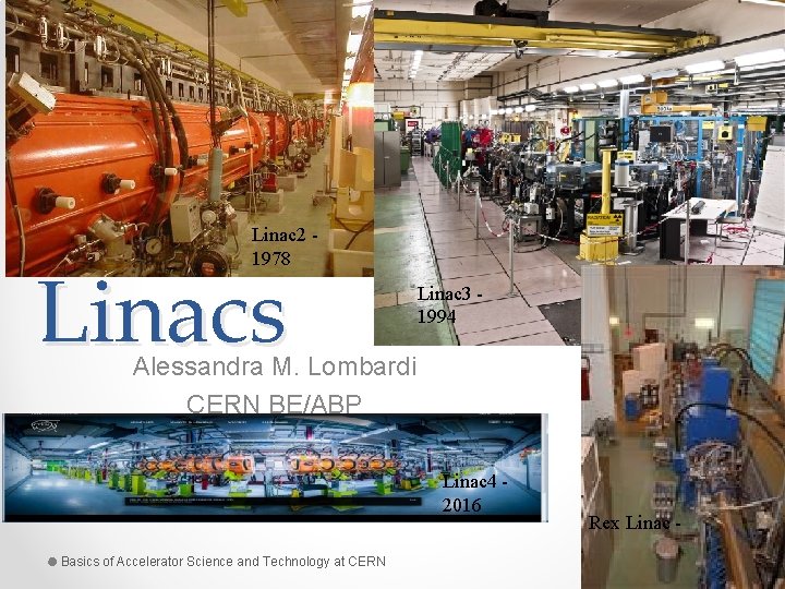 Linac 2 1978 Linacs Linac 3 1994 Alessandra M. Lombardi CERN BE/ABP Linac 4