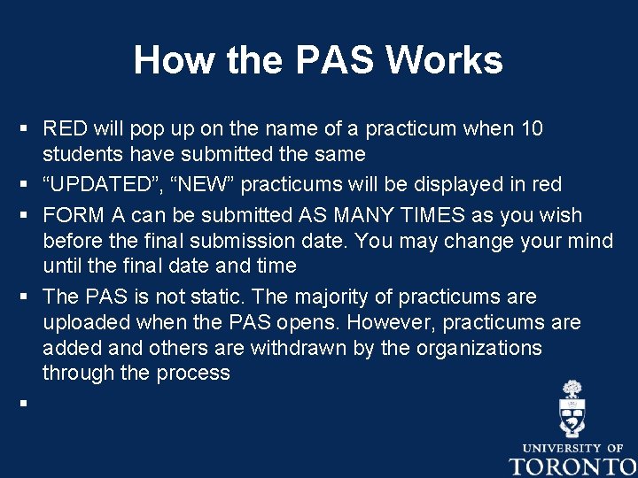 How the PAS Works § RED will pop up on the name of a
