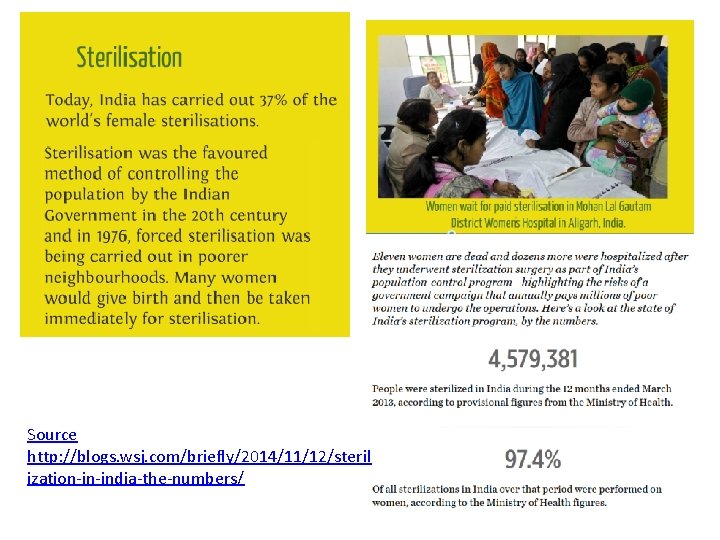 Source http: //blogs. wsj. com/briefly/2014/11/12/steril ization-in-india-the-numbers/ 