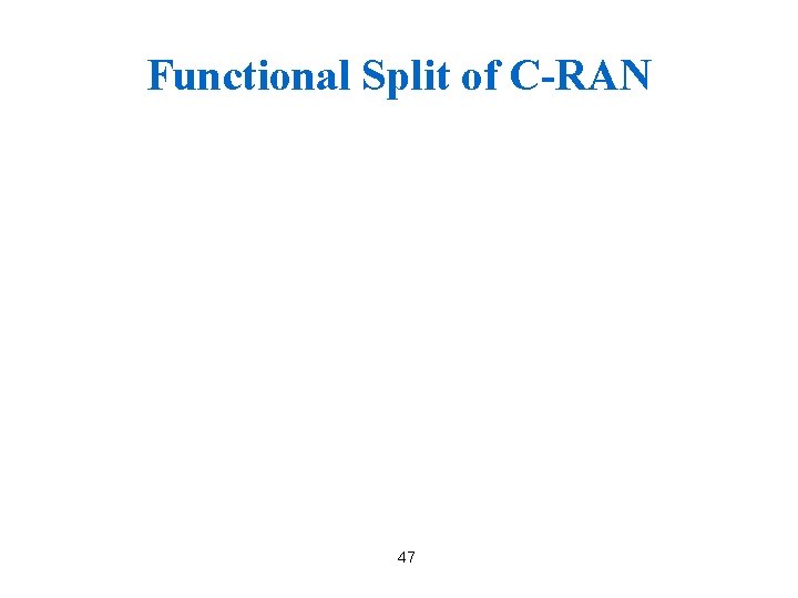 Functional Split of C-RAN 47 