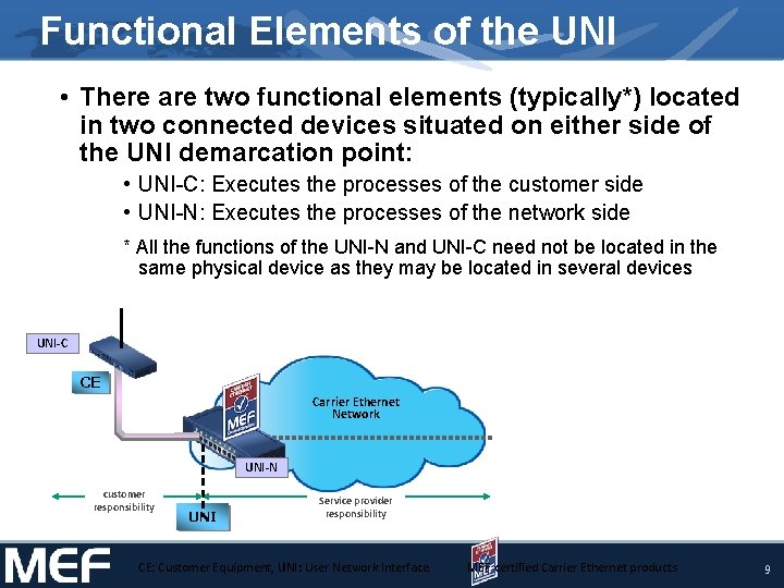 Functional Elements of the UNI • There are two functional elements (typically*) located in Functional Elements of the UNI • There are two functional elements (typically*) located in