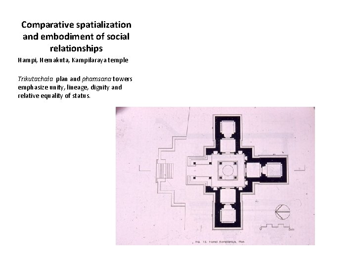 Comparative spatialization and embodiment of social relationships Hampi, Hemakuta, Kampilaraya temple Trikutachala plan and