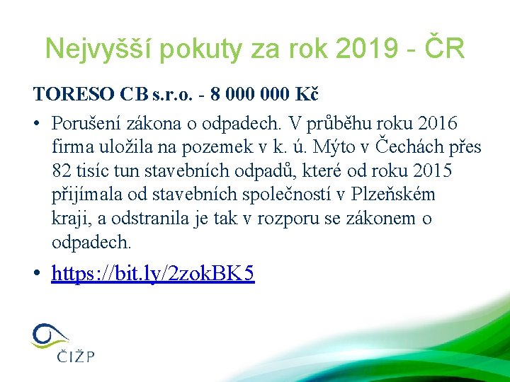 Nejvyšší pokuty za rok 2019 - ČR TORESO CB s. r. o. - 8