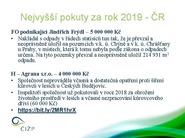 Nejvyšší pokuty za rok 2019 - ČR FO podnikající Jindřich Frýdl – 5 000