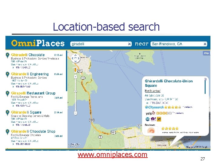 Location-based search www. omniplaces. com 27 