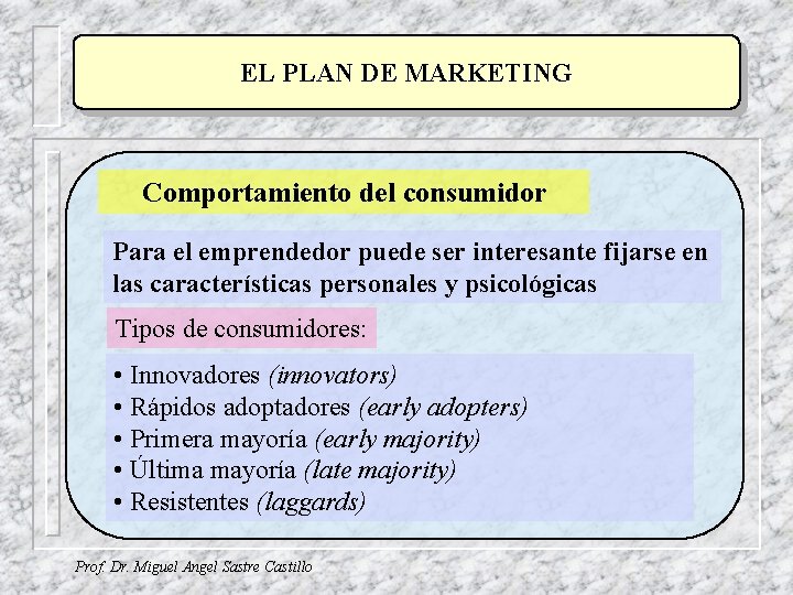 EL PLAN DE MARKETING Comportamiento del consumidor Para el emprendedor puede ser interesante fijarse EL PLAN DE MARKETING Comportamiento del consumidor Para el emprendedor puede ser interesante fijarse