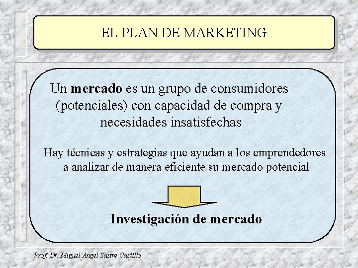 EL PLAN DE MARKETING Un mercado es un grupo de consumidores (potenciales) con capacidad EL PLAN DE MARKETING Un mercado es un grupo de consumidores (potenciales) con capacidad