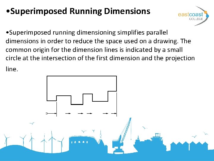  • Superimposed Running Dimensions • Superimposed running dimensioning simplifies parallel dimensions in order