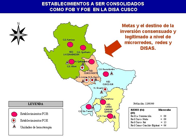 ESTABLECIMIENTOS A SER CONSOLIDADOS COMO FOB Y FOE EN LA DISA CUSCO N Metas