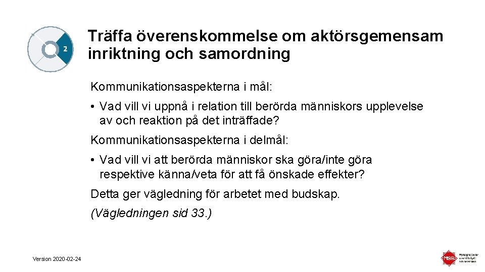 Träffa överenskommelse om aktörsgemensam inriktning och samordning Kommunikationsaspekterna i mål: • Vad vill vi