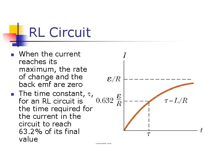 RL Circuit n n When the current reaches its maximum, the rate of change