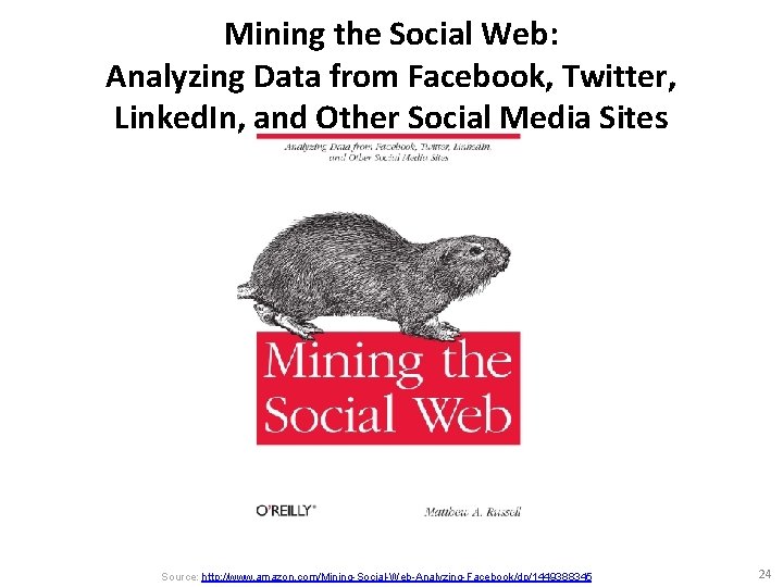 Mining the Social Web: Analyzing Data from Facebook, Twitter, Linked. In, and Other Social