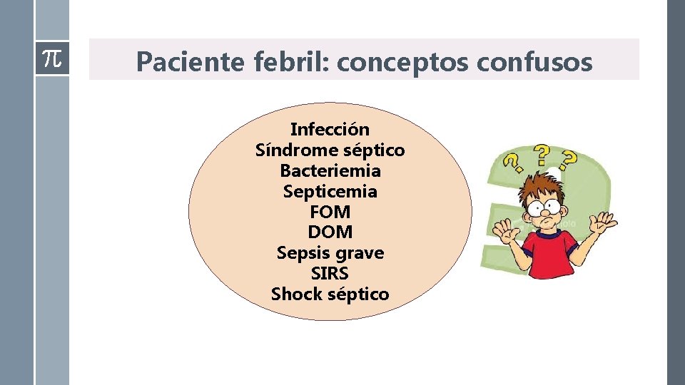 Paciente febril: conceptos confusos Infección Síndrome séptico Bacteriemia Septicemia FOM DOM Sepsis grave SIRS