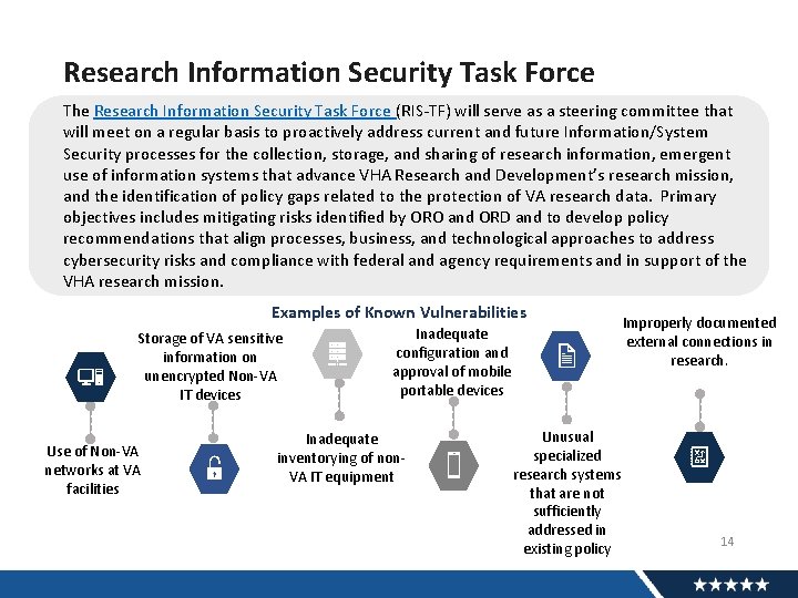 Research Information Security Task Force The Research Information Security Task Force (RIS-TF) will serve