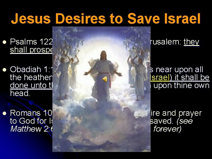 Jesus Desires to Save Israel l Psalms 122: 6 Pray for the peace of