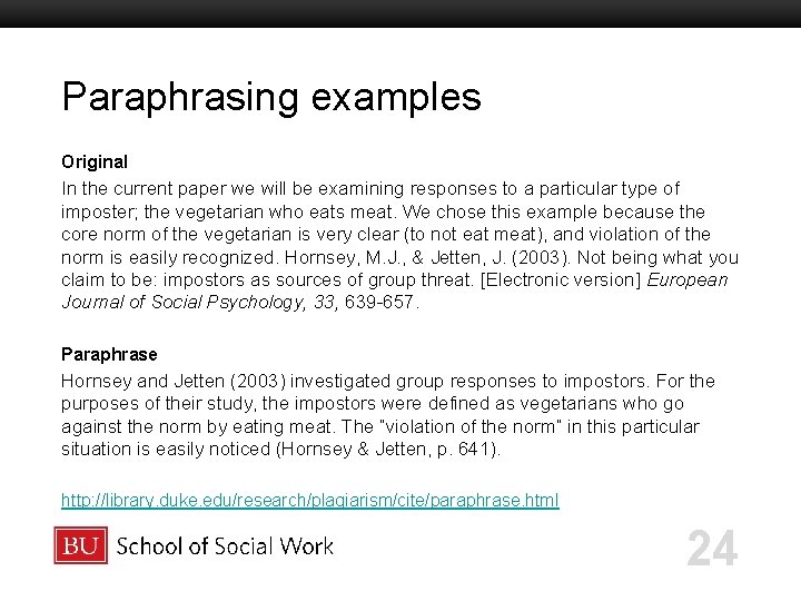 Paraphrasing examples Boston University Slideshow Title Goes Here Original In the current paper we Paraphrasing examples Boston University Slideshow Title Goes Here Original In the current paper we