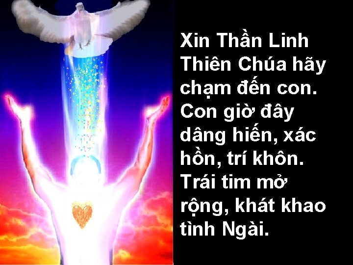 Xin Thần Linh Thiên Chúa hãy chạm đến con. Con giờ đây dâng hiến,