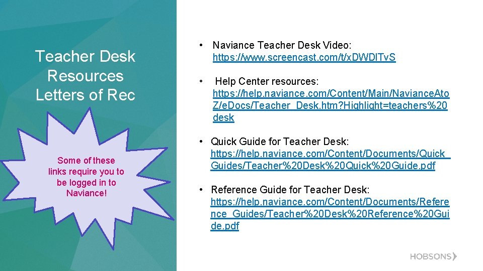 Teacher Desk Resources Letters of Rec Some of these links require you to be