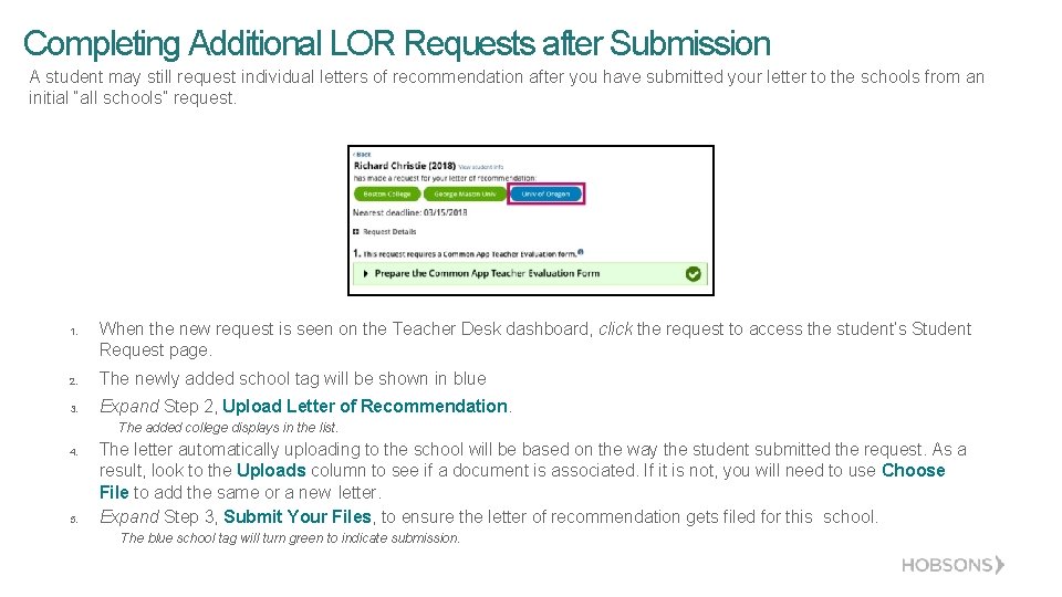 Completing Additional LOR Requests after Submission A student may still request individual letters of