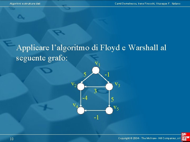 Algoritmi e strutture dati Camil Demetrescu, Irene Finocchi, Giuseppe F. Italiano Applicare l’algoritmo di