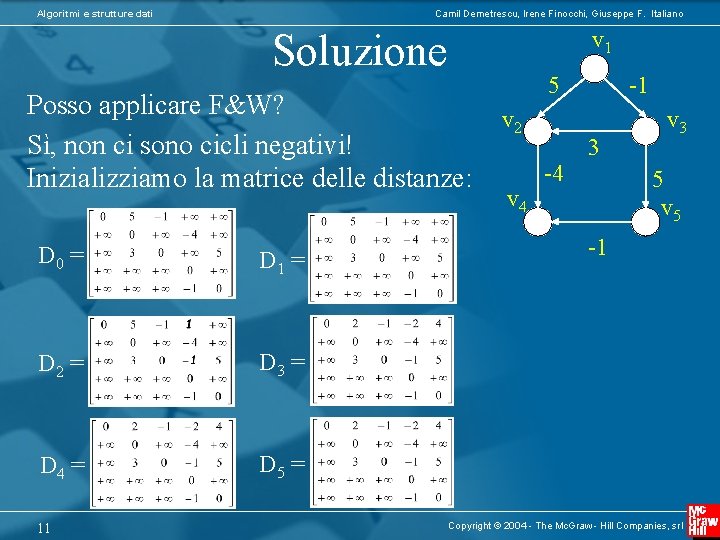 Algoritmi e strutture dati Camil Demetrescu, Irene Finocchi, Giuseppe F. Italiano Soluzione v 1