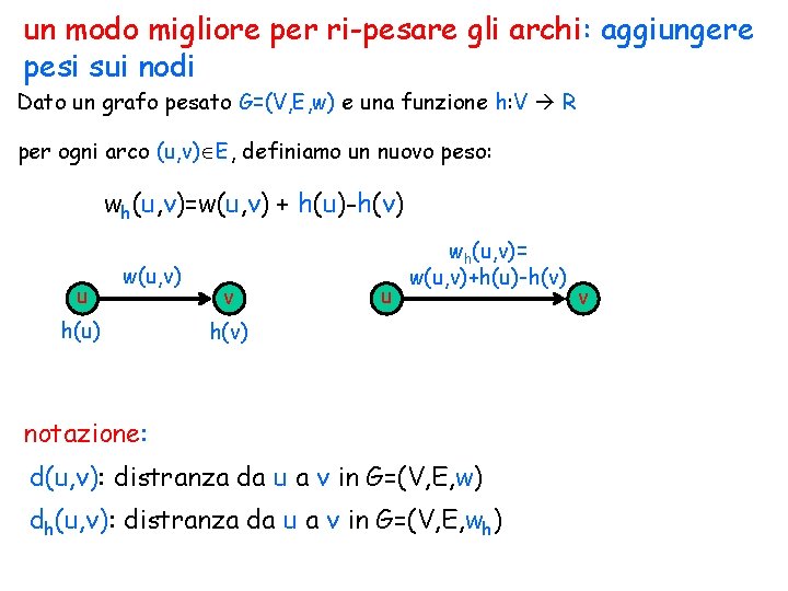 un modo migliore per ri-pesare gli archi: aggiungere pesi sui nodi Dato un grafo