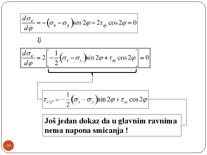 Još jedan dokaz da u glavnim ravnima nema napona smicanja ! 34 