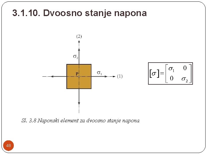 3. 1. 10. Dvoosno stanje napona Sl. 3. 8 Naponski element za dvoosno stanje