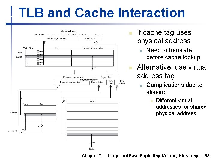 TLB and Cache Interaction n If cache tag uses physical address n n Need