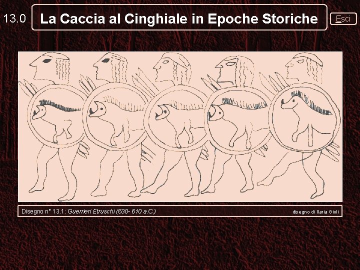 13. 0 La Caccia al Cinghiale in Epoche Storiche Disegno n° 13. 1: Guerrieri